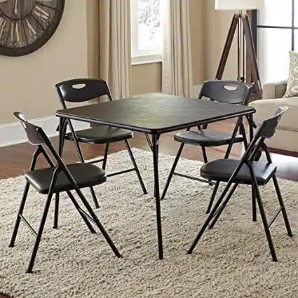 fold up table and chairs in the living room