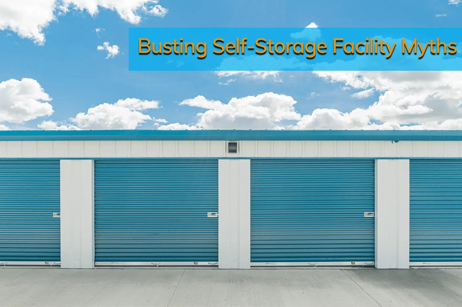 All Secure Storage sefl-storage facility with blue doors and roof.